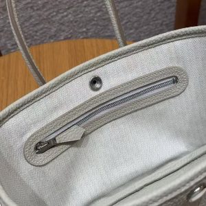 Hermes Neo Garden Party 23 Bag Handmade In Negonda Calfskin Leather Silver Hardware 8L Beton - Image 9