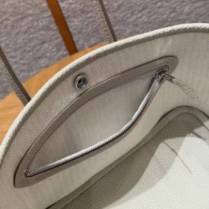 Hermes Neo Garden Party 23 Bag Handmade In Negonda Calfskin Leather Silver Hardware 8L Beton - Image 7