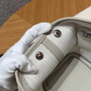 Hermes Neo Garden Party 23 Bag Handmade In Negonda Calfskin Leather Silver Hardware 8L Beton - Image 6