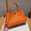 Hermes Neo Garden Party 23 Bag Handmade In Negonda Calfskin Leather Silver Hardware 93 Orange