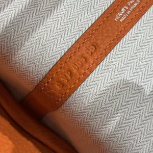 Hermes Neo Garden Party 23 Bag Handmade In Negonda Calfskin Leather Silver Hardware 93 Orange - Image 15