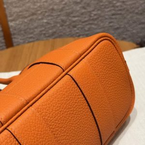 Hermes Neo Garden Party 23 Bag Handmade In Negonda Calfskin Leather Silver Hardware 93 Orange - Image 8