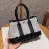 Hermes Neo Garden Party 23 Bag Handmade In Negonda Calfskin Leather And Canbas Silver Hardware Ecru Noir