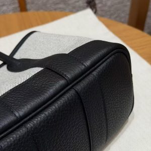 Hermes Neo Garden Party 23 Bag Handmade In Negonda Calfskin Leather And Canbas Silver Hardware Ecru Noir - Image 4