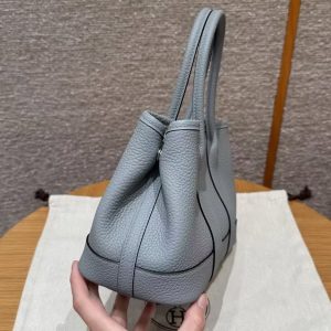 Hermes Neo Garden Party 23 Bag Handmade In Negonda Calfskin Leather Silver Hardware P0 Girs Pantin - Image 18