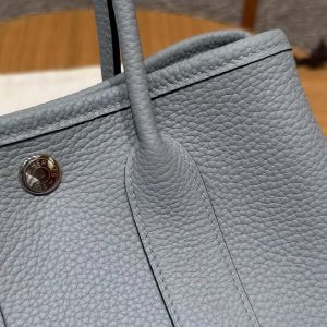 Hermes Neo Garden Party 23 Bag Handmade In Negonda Calfskin Leather Silver Hardware P0 Girs Pantin - Image 12