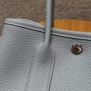 Hermes Neo Garden Party 23 Bag Handmade In Negonda Calfskin Leather Silver Hardware P0 Girs Pantin - Image 11