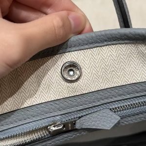 Hermes Neo Garden Party 23 Bag Handmade In Negonda Calfskin Leather Silver Hardware P0 Girs Pantin - Image 5