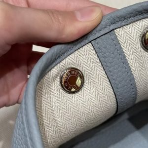Hermes Neo Garden Party 23 Bag Handmade In Negonda Calfskin Leather Silver Hardware P0 Girs Pantin - Image 4