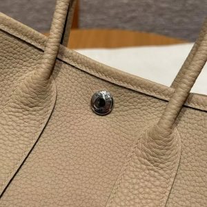 Hermes Neo Garden Party 23 Bag Handmade In Negonda Calfskin Leather Silver Hardware S2 Trench - Image 15