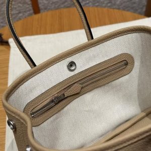 Hermes Neo Garden Party 23 Bag Handmade In Negonda Calfskin Leather Silver Hardware S2 Trench - Image 13