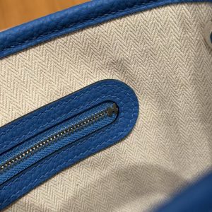 Hermes Neo Garden Party 23 Bag Handmade In Negonda Calfskin Leather Silver Hardware T7 Blue Hydra - Image 10