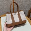 Hermes Neo Garden Party 23 Bag Handmade In Negonda Calfskin Leather And Canbas Silver Hardware Ecru Gold