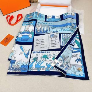 Hermes On Est Bien Ici ! Scarf 90 100% H004298S 06 - Image 15