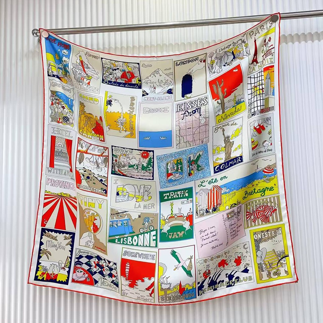 Hermes On Est Bien Ici ! Scarf 90 100% H004298S 06 - Image 13
