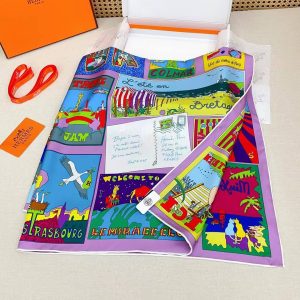 Hermes On Est Bien Ici ! Scarf 90 100% H004298S 06 - Image 12