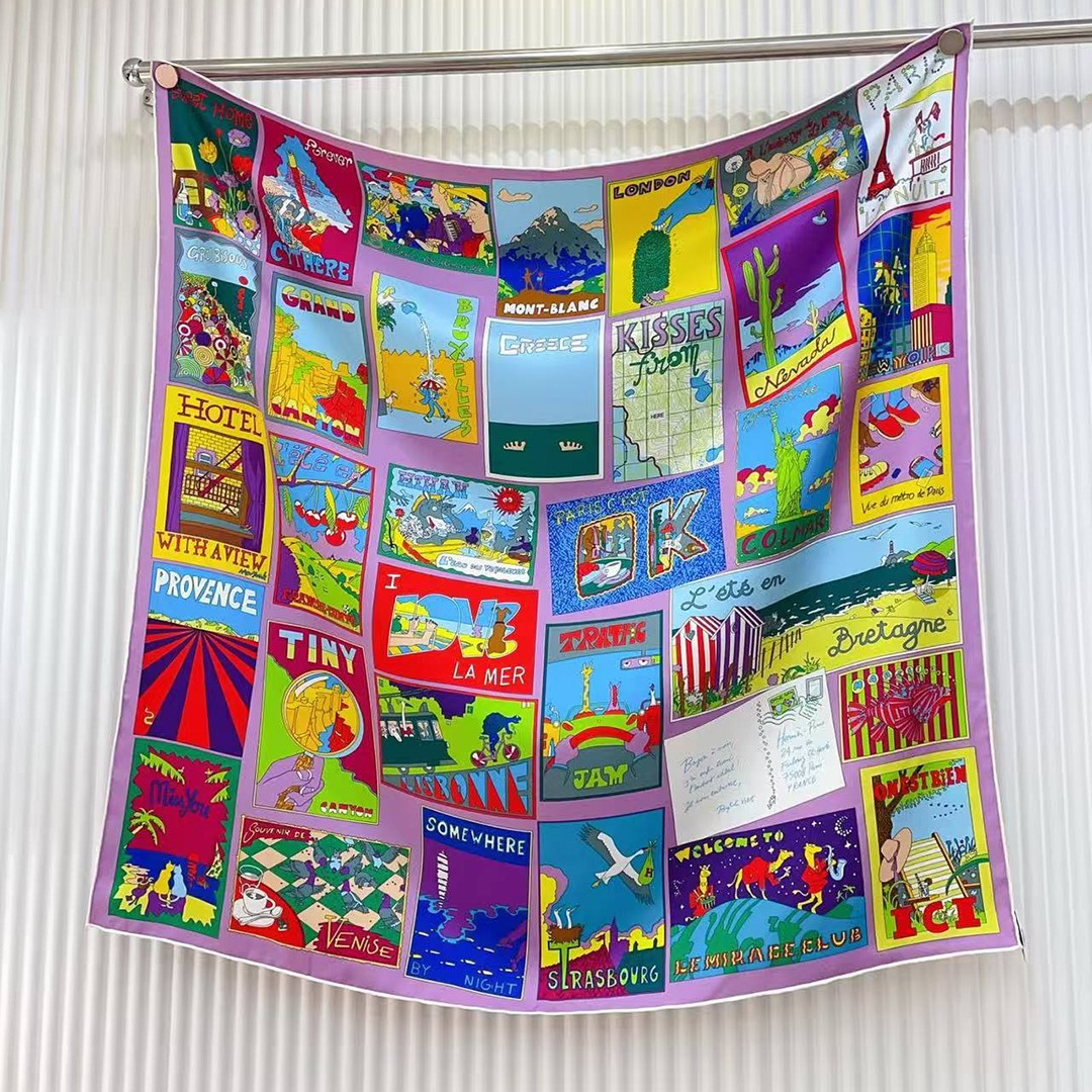 Hermes On Est Bien Ici ! Scarf 90 100% H004298S 06 - Image 11