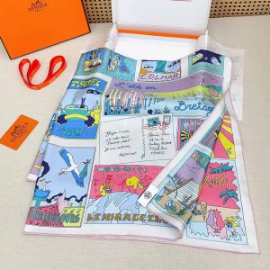 Hermes On Est Bien Ici ! Scarf 90 100% H004298S 06 - Image 10
