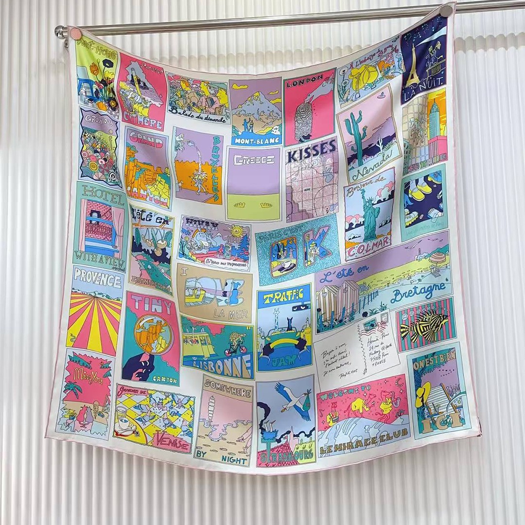 Hermes On Est Bien Ici ! Scarf 90 100% H004298S 06 - Image 9