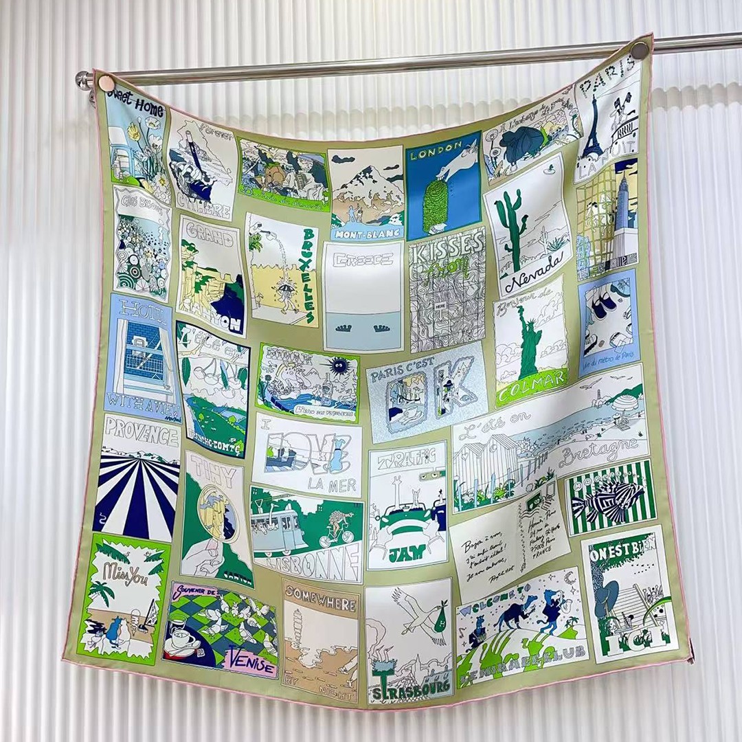 Hermes On Est Bien Ici ! Scarf 90 100% H004298S 06 - Image 7