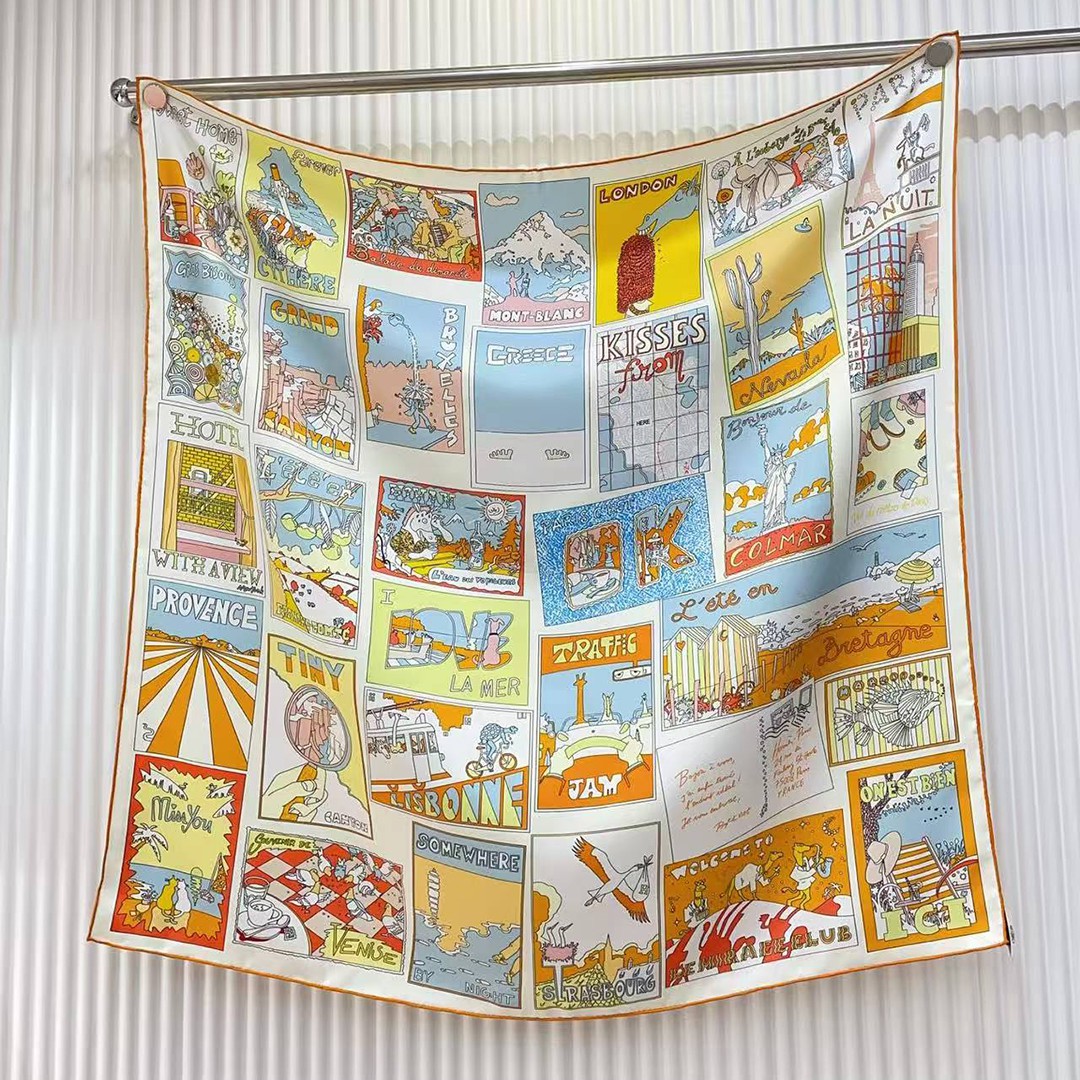 Hermes On Est Bien Ici ! Scarf 90 100% H004298S 06 - Image 5