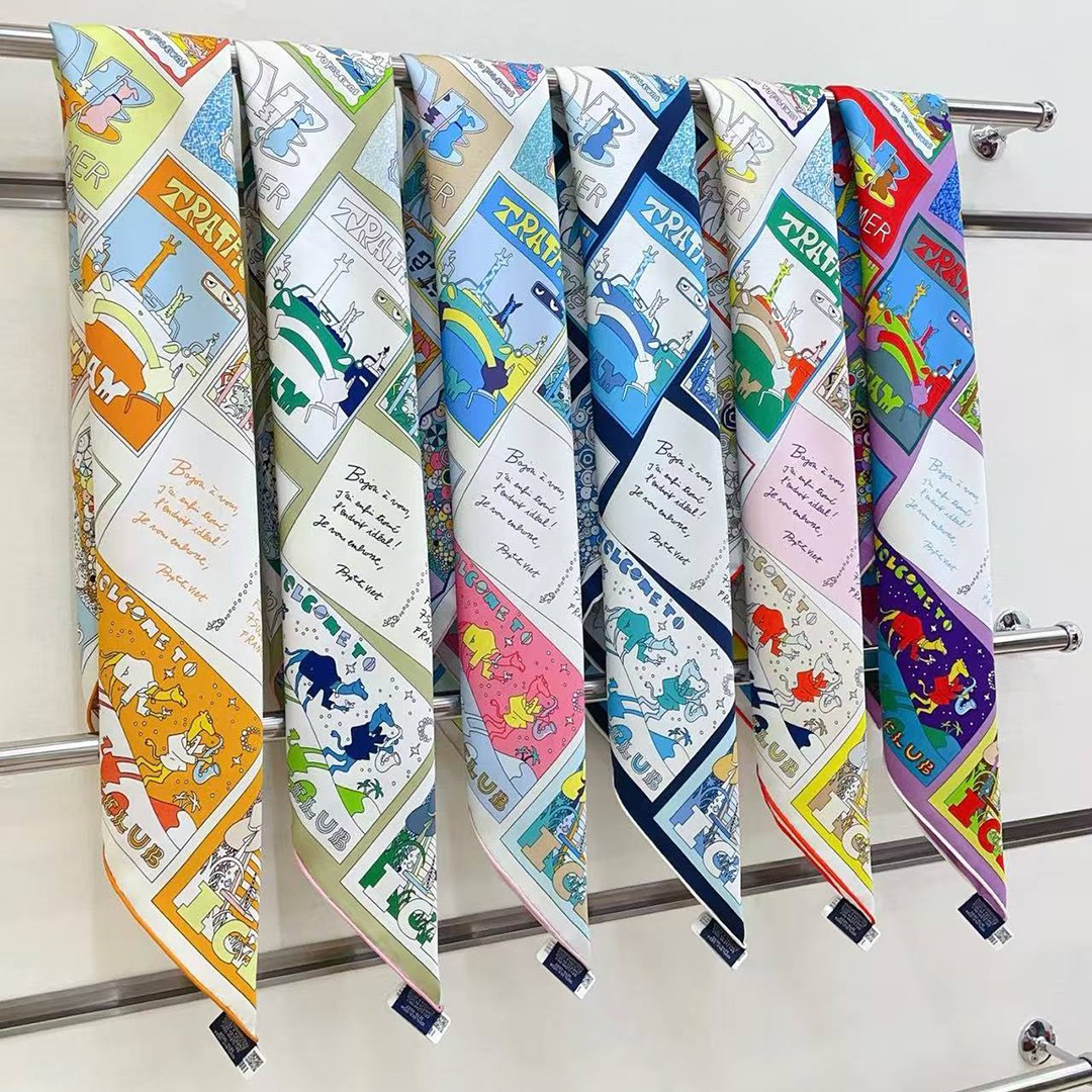 Hermes On Est Bien Ici ! Scarf 90 100% H004298S 06 - Image 4