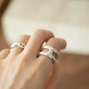 Hermes Osmose Ring Sterling Silver H102536B 00049 - Image 3