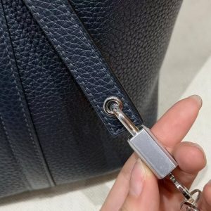 Hermes Picotin Lock 18 CM Bag Handmade In Taurillon Clemence Leather Matte Alligator Silver Hardware 2Z Blue Niut - Image 6