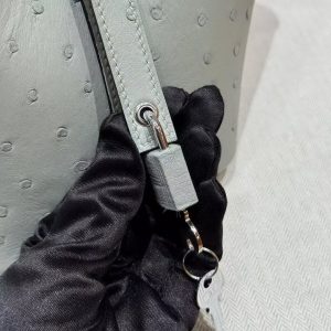 Hermes Picotin Lock 18 CM Bag Handmade In KK Ostrich Leather from South Africa Silver Hardware 8U Blue Glacier - Image 9