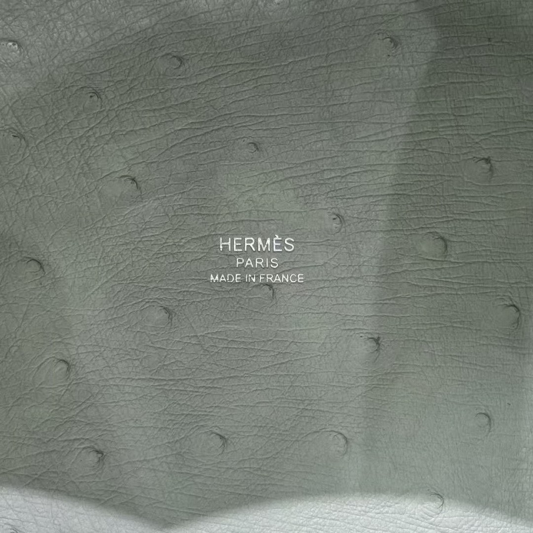 Hermes Picotin Lock 18 CM Bag Handmade In KK Ostrich Leather from South Africa Silver Hardware 8U Blue Glacier - Image 13