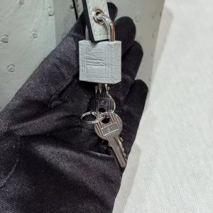 Hermes Picotin Lock 18 CM Bag Handmade In KK Ostrich Leather from South Africa Silver Hardware 8U Blue Glacier - Image 8