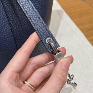 Hermes Picotin Lock 18 CM Bag Handmade In Taurillon Clemence Leather Silver Hardware 73 Blue Saphir L3 Rose Purple - Image 2