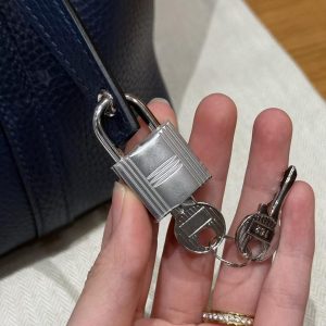 Hermes Picotin Lock 18 CM Bag Handmade In Taurillon Clemence Leather Silver Hardware 73 Blue Saphir L3 Rose Purple - Image 17