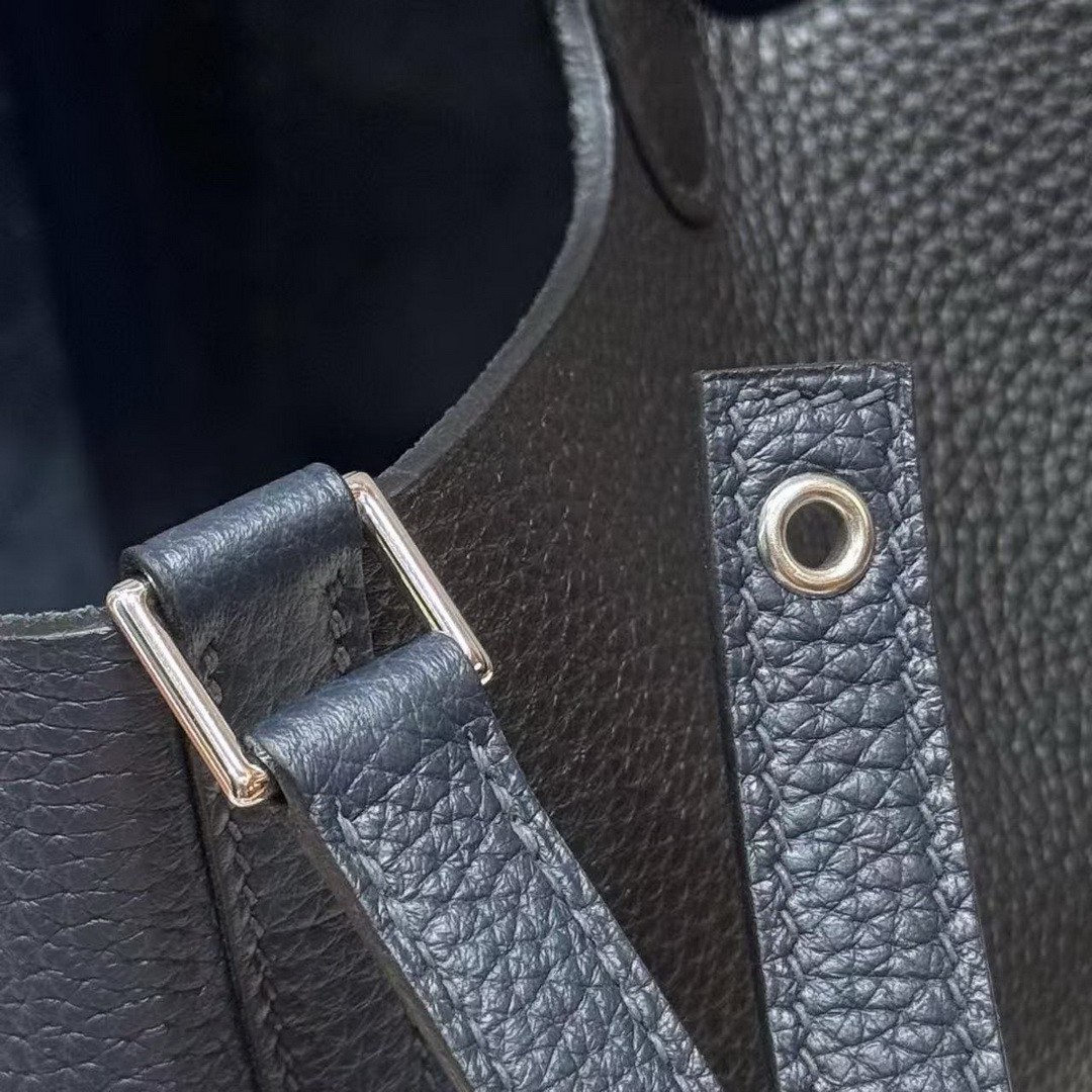 Hermes Picotin Lock 22 CM Bag Handmade In Taurillon Clemence Leather Gold Hardware 89 Noir 2Z Blue Niut T7 Blue Hydra - Image 4
