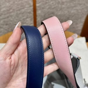 Hermes Picotin Lock 18 CM Bag Handmade In Taurillon Clemence Leather and Swift Silver Hardware 08 Blue Pale 3Q Rose Sakura 73 Blue Saphir - Image 6