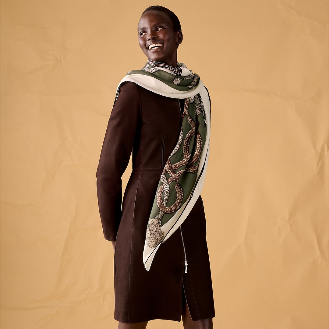 Hermes Palefroi Shawl 140 70% Cashmere 30% Silk H241423S 03 - Image 8