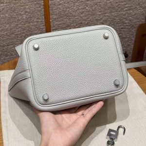 Hermes Picotin Lock 18 CM Bag Handmade In Taurillon Clemence Leather Sliver Hardware 08 Blue Pale - Image 18