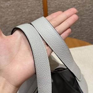 Hermes Picotin Lock 18 CM Bag Handmade In Taurillon Clemence Leather Sliver Hardware 08 Blue Pale - Image 14