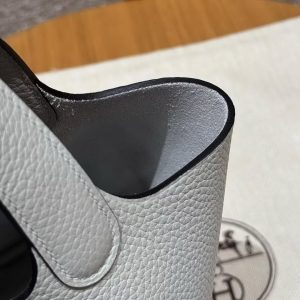 Hermes Picotin Lock 18 CM Bag Handmade In Taurillon Clemence Leather Sliver Hardware 08 Blue Pale - Image 9
