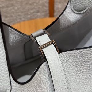 Hermes Picotin Lock 18 CM Bag Handmade In Taurillon Clemence Leather Sliver Hardware 08 Blue Pale - Image 6