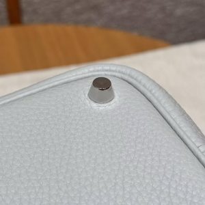 Hermes Picotin Lock 18 CM Bag Handmade In Taurillon Clemence Leather Sliver Hardware 08 Blue Pale - Image 5