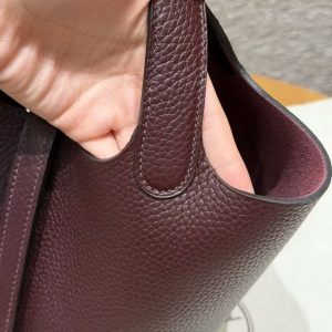Hermes Picotin Lock 18 CM Bag Handmade In Taurillon Clemence Leather Gold Hardware 0G Rouge Seller - Image 6