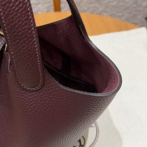 Hermes Picotin Lock 18 CM Bag Handmade In Taurillon Clemence Leather Gold Hardware 0G Rouge Seller - Image 5