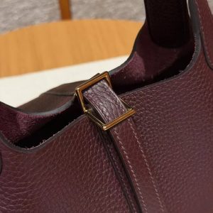 Hermes Picotin Lock 18 CM Bag Handmade In Taurillon Clemence Leather Gold Hardware 0G Rouge Seller - Image 4