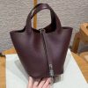 Hermes Picotin Lock 18 CM Bag Handmade In Taurillon Clemence Leather Silver Hardware 0G Rouge Seller