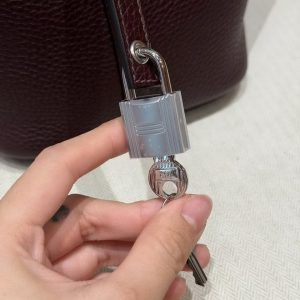 Hermes Picotin Lock 18 CM Bag Handmade In Taurillon Clemence Leather Silver Hardware 0G Rouge Seller - Image 10