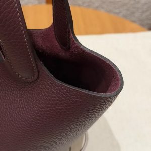 Hermes Picotin Lock 18 CM Bag Handmade In Taurillon Clemence Leather Silver Hardware 0G Rouge Seller - Image 7