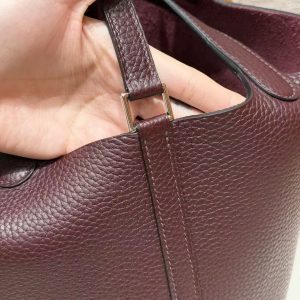 Hermes Picotin Lock 18 CM Bag Handmade In Taurillon Clemence Leather Silver Hardware 0G Rouge Seller - Image 6
