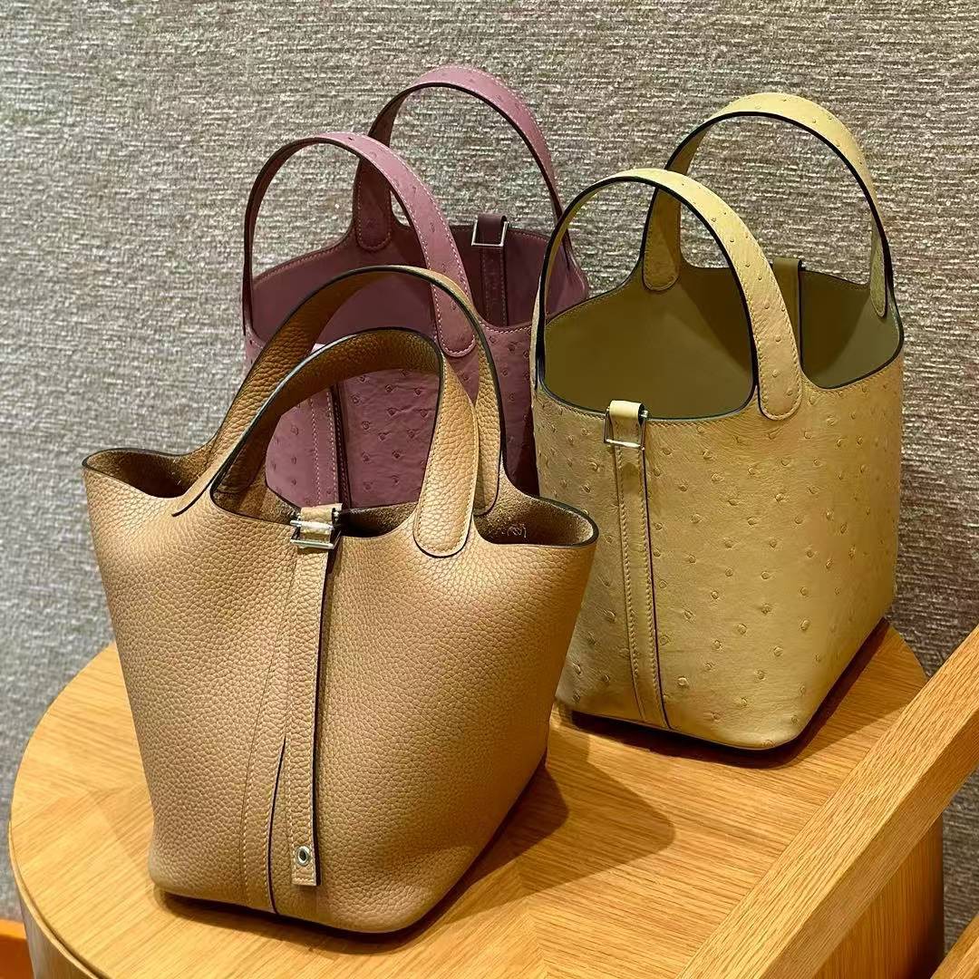 Hermes Picotin Lock 18 CM Bag Handmade In Taurillon Clemence Leather Silver Hardware 0M Chai - Image 7