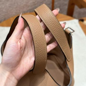 Hermes Picotin Lock 18 CM Bag Handmade In Taurillon Clemence Leather Silver Hardware 0M Chai - Image 5